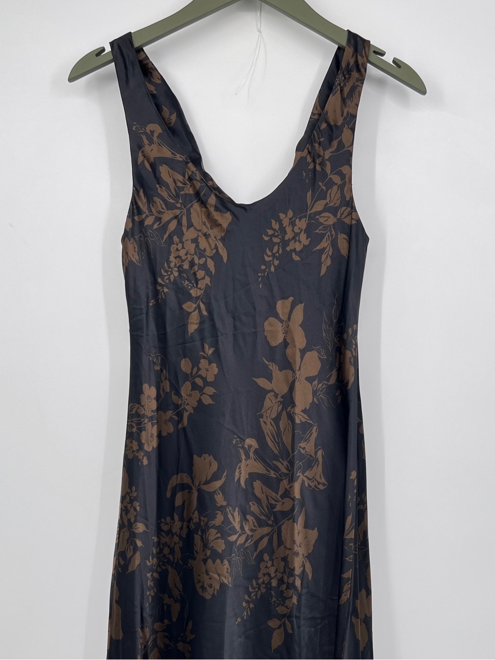 Reformation Annabelle Silk Dress Night Garden black brown Silk Dress 2 NWT